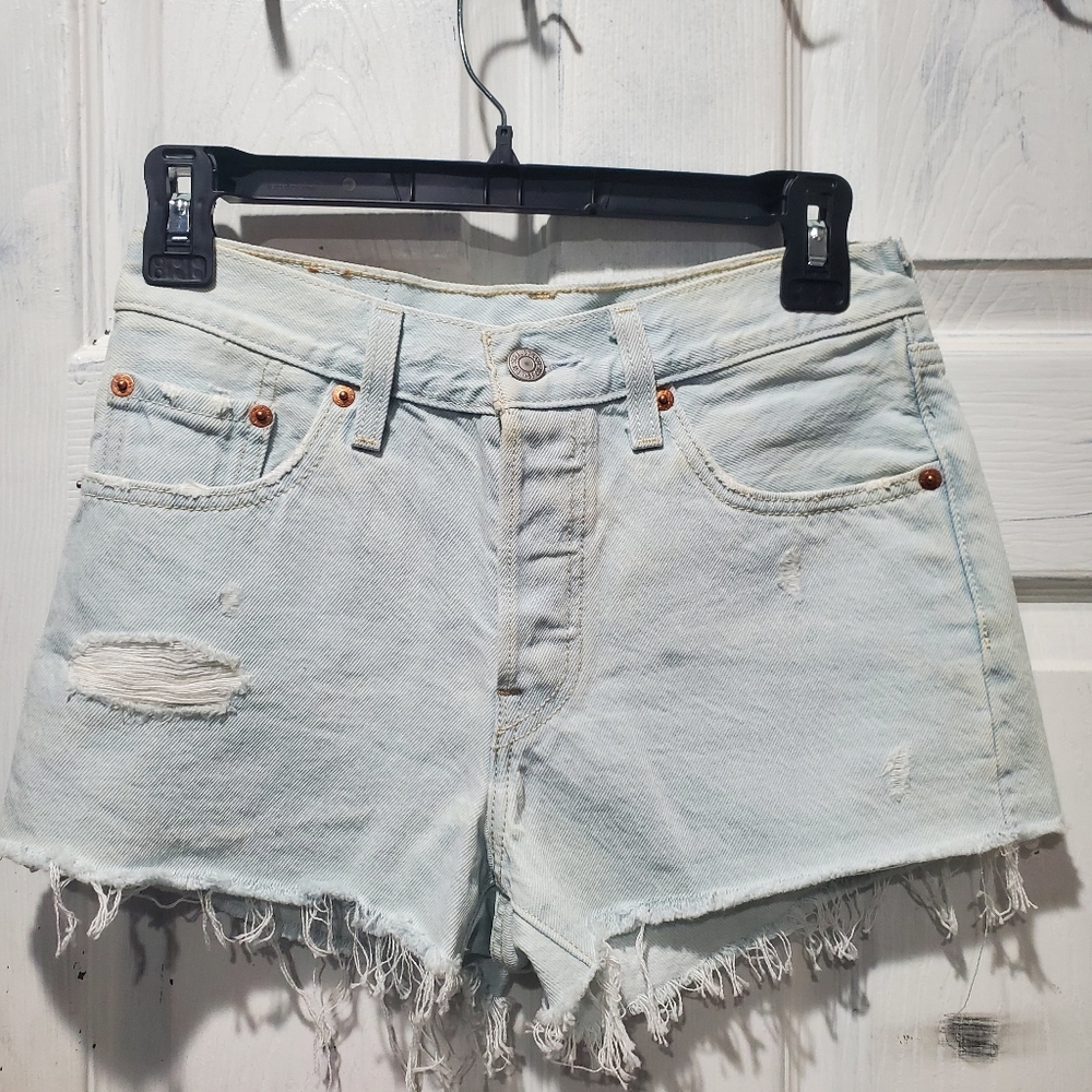 Levi's 501 light blue shorts